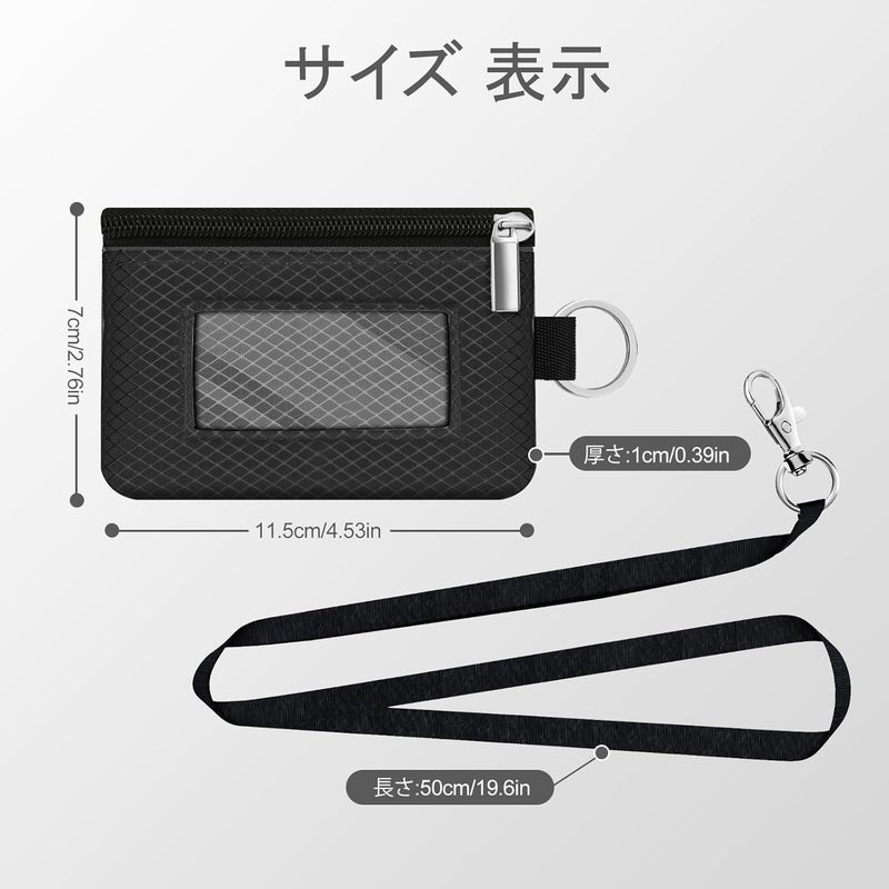 CCUMI Minimalist RFID Blocking Small Wallet with ID Window,WaterResistant Zip Id Case Wallet with Lanyard Keychain for Cards,Cash,Travel,Women,Men (Black/DarkGrey) - Image 5